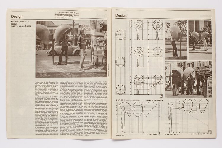 Matéria na revista ARQUITETO sobre a criação dos Orelhões, 1973